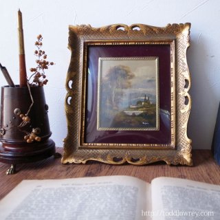 Vintage Itarian Oil Painting with Ornate Frame