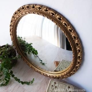 ʶ̤Ʒ / Vintage Rococo Style Giltwood Convex Mirror