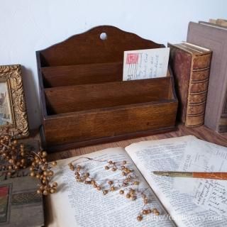 Antique Oak Letter Rack