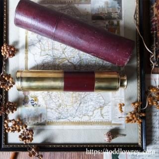 2ˤ錄ˤܷ / Antique 3draw Collapsible Brass Telescope by B. Wood Liverpool