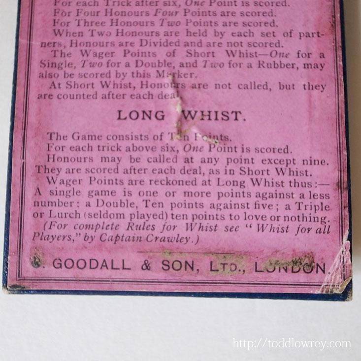 土曜の夜にホイストをしないなんて Antique Whist Marker By Chas Goodall Son London Todd Lowrey Antiques