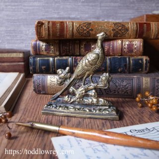 掌中のキジ /Antique Brass Pheasant Ornament