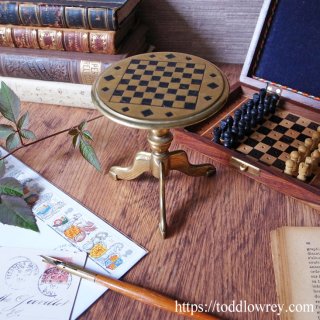 Antique Brass Candle Reflector, Miniature Chess Table 