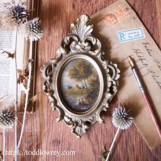 ͥʥߥ˥塼Ϥ / Vintage Miniature Oil Painting with Rococo Frame