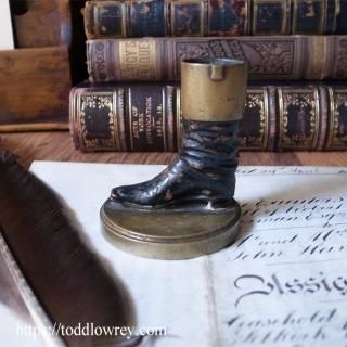 ȥꥢξʥå֡ / Antique Miniature Cold Painted Horse Jockey Boot Stand