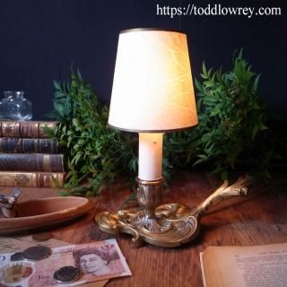 Vintage Brass Table Lamp with Shade-1