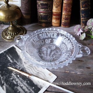 1888年を祝う透明なプレート / Antique Glass Plate for THE SILVER WEDDING OF THE PRINCE & PRINCESS OF WALES 1888