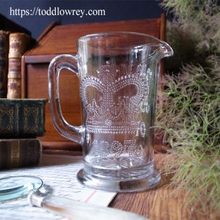 1897ǯˤƩʥ㥰 / Antique Pressed Clear Jug for THE DIAMOND JUBILEE OF OUR QUEEN 1897