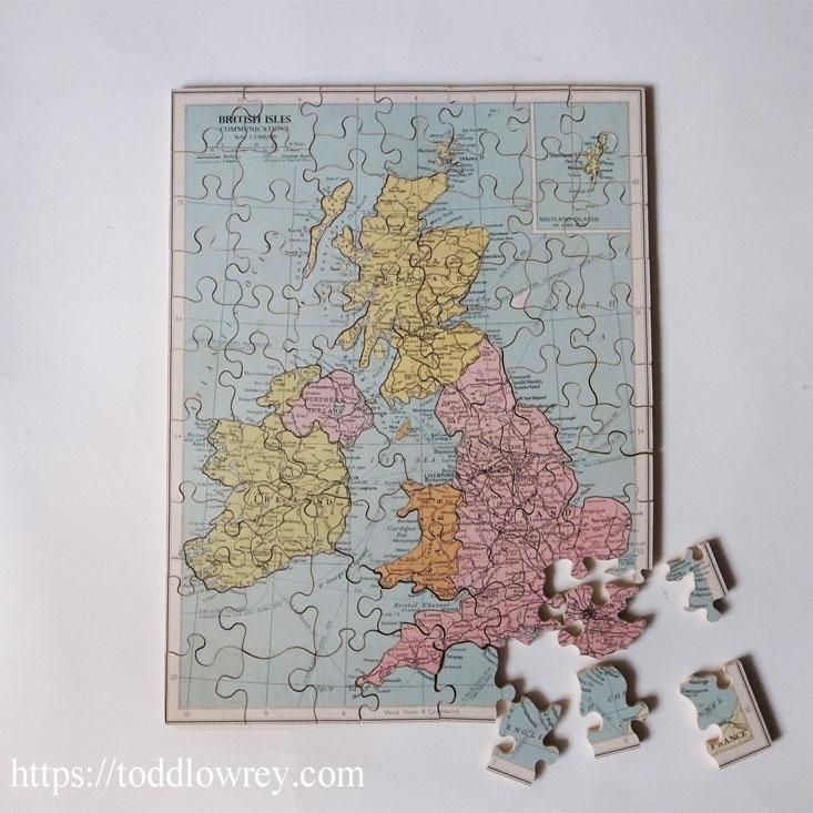 英国の地理をおさらいしよう / Vintage Wooden Jigsaw Puzzle