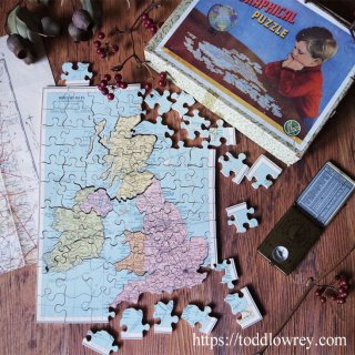 英国の地理をおさらいしよう / Vintage Wooden Jigsaw Puzzle　