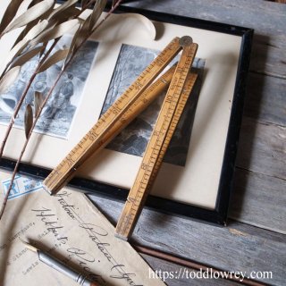 Ϸޥġ᡼Τ / Antique Brass & Boxwood Folding Ruler by J.Rabone & Sons Birmingham England