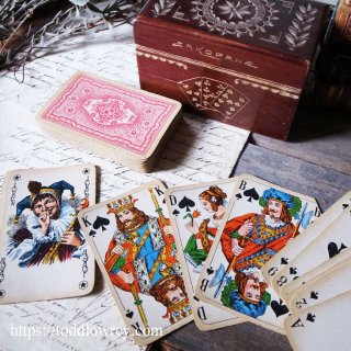 ݡɤοĮ/ Antique Playing Card Set with Caving Box 