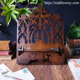 鯷ȥꥢ̯ʤ / Antique Victorian Pierced Caved Rosewood Book Stand