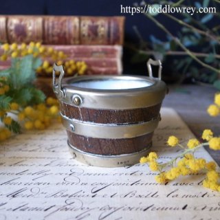 ɺϡեХ / Antique Miniature Oak & Brass Half Barrel with Handle