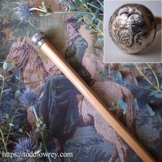 ޿ͤŷȤȶ⤳ / Antique Walking Stick Malacca Cane with Sterling Silver Grip 1907