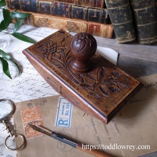 ˧ץǥ / Antique Hand Ink Blotter with Edelweiss Caving