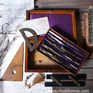 Υե륪ȥ˿줦 /Antique Victorian Technical Drawing Instrument Set with Box