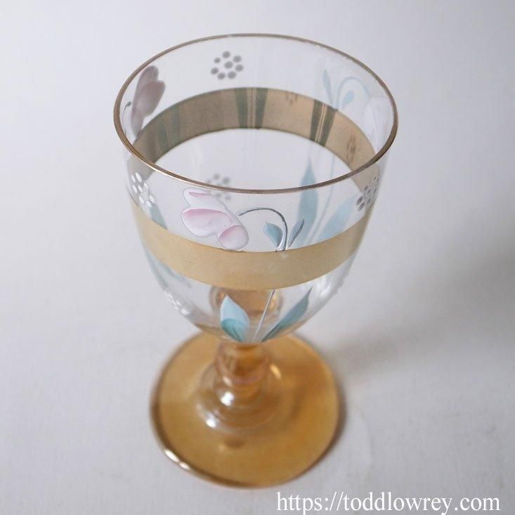 ボヘミアガラス グラス 西洋アンティーク ビンテージ アンティーク ボヘミアンガラス【18世紀】 バロック様式花文ゴブレット - 西洋