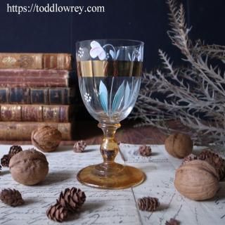 ˤοߤ餦ʥ饹/Antique Bohemian Wine Glass with Fritillaria 