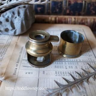 ꡼ȥꥢα / Antique Brass Linen Prover Magnifying Glass with Cylinder Case