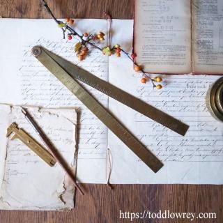ߤ⿧ΥġȤ / Antique Folding Brass Ruler by J.Rabone & Sons Birmingham 