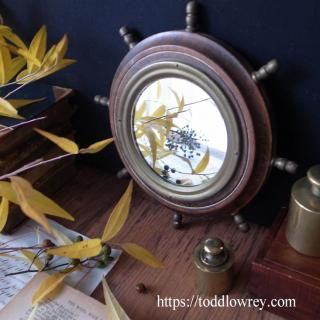 ɤ鹭뼷Ĥγ / Antique Wall Mirror Boat Steering Wheel Motif