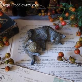 ӻ̤ǭ / Antique Cold Painted Vienna Bronze Cat by Bergmann