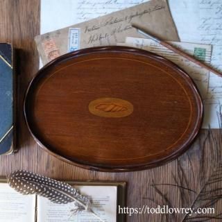 ʥȥ쥤Ϥ / Antique Edwardian InlaiedMahogany Small Oval Tray