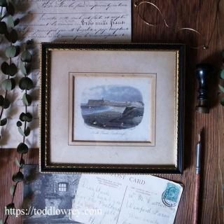 ̳פ೤դ/ Antique Victorian Topographical Print with Hogarth Frame
