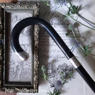 üǹɤʤҤȤդ/ Antique Crook Handle Walking Stick with Sterling Silver by KENDALL 1929