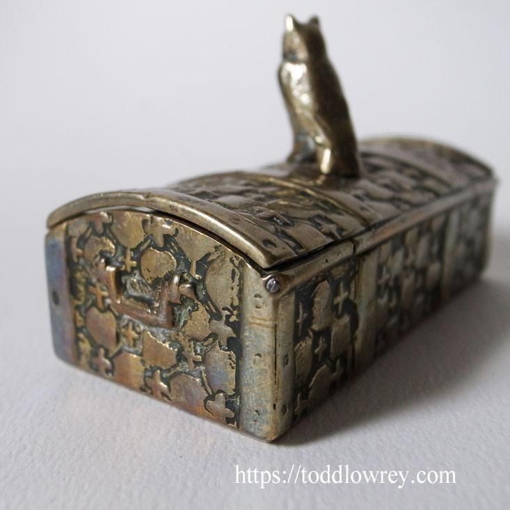 フクロウの切手番 / Antique Brass Stamp Box with Owl - Todd