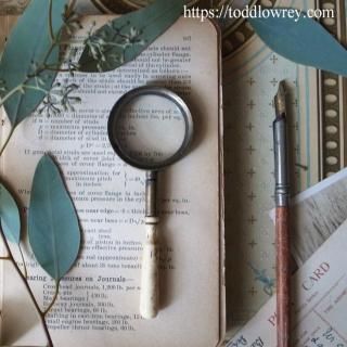 Ť/ Antique Small Bone Handle Magnifying Glass