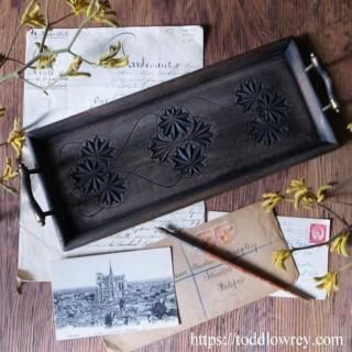 ե꡼ȤȤȸ/ Antique Frisian Chip Carved Wood Tray