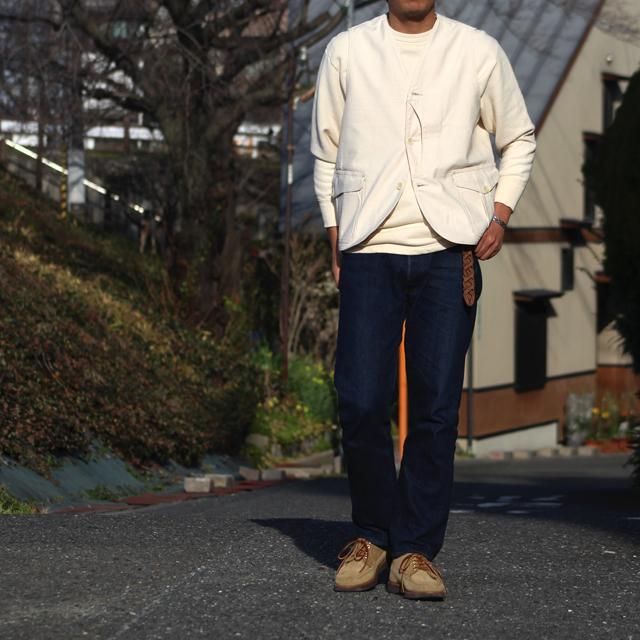 WORKERS/ワーカーズ Cruiser Vest, Reversed Sateen, Ecru