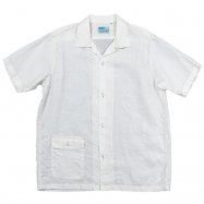 WORKERS/ワーカーズ Open Collar Shirt, White Linen