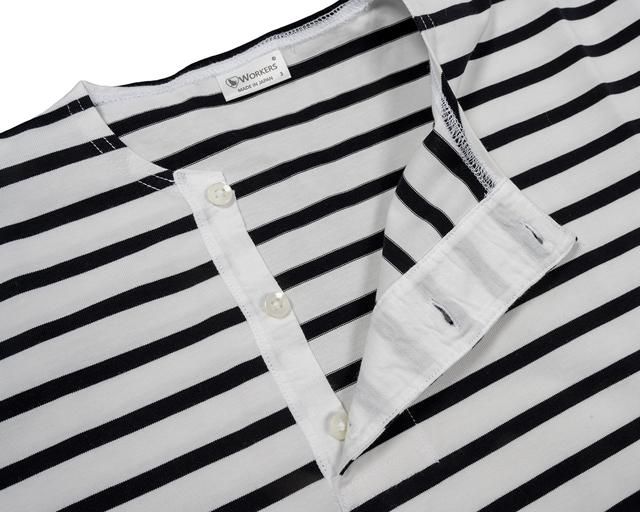 WORKERS/ワーカーズ Henley Border White x Black