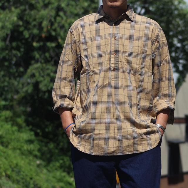 WORKERS/ワーカーズ Grandpa Shirt, Beige Check