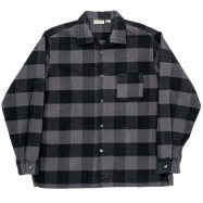  WORKERS/ Flannel Open Collar Shirt Grey Buffalo Check