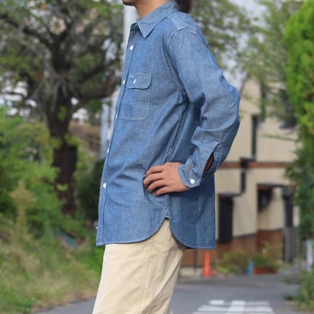 WORKERS/ワーカーズ BIG CAT Work Shirt, Blue Chambray
