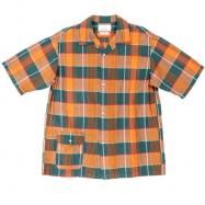 Ԥͽʡ WORKERS/ Open Collar Shirt, Orange Madras