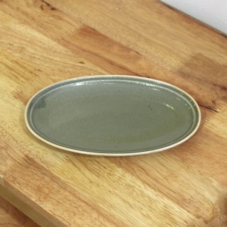 リム型楕円皿　オリーブ　22cm / 美濃焼