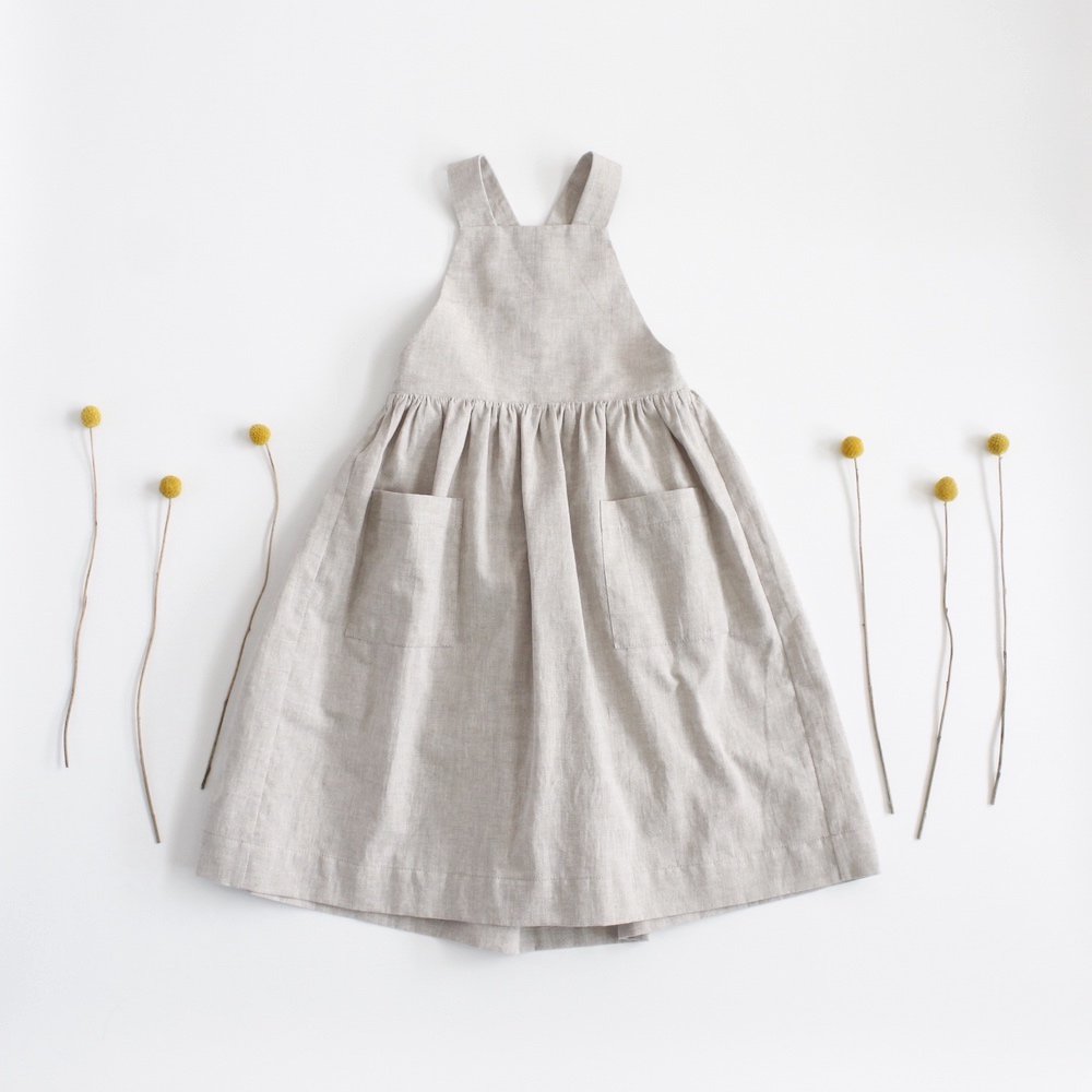 Cotton linen apron dress