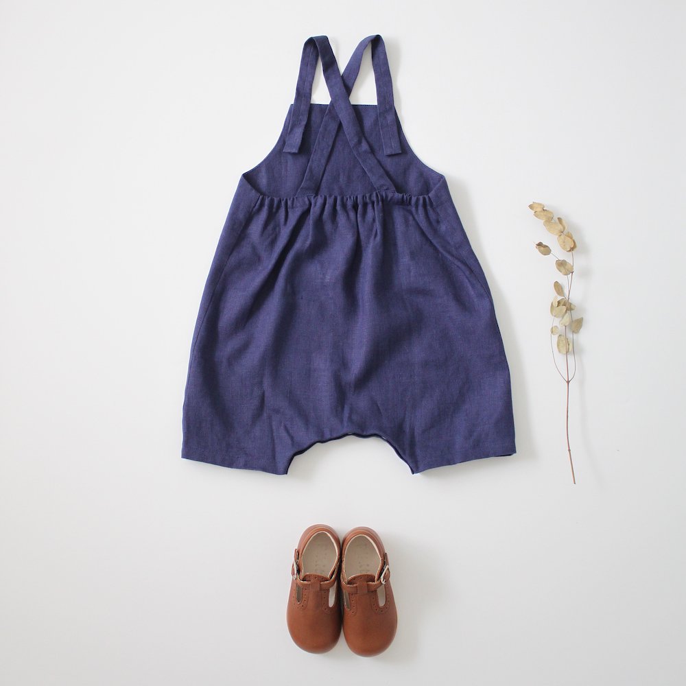 Linen short overalls 90 | ショートオーバーオール | ハンドメイド子供服『miit ONLINE SHOP』|  シンプルで可愛い特別な子供服