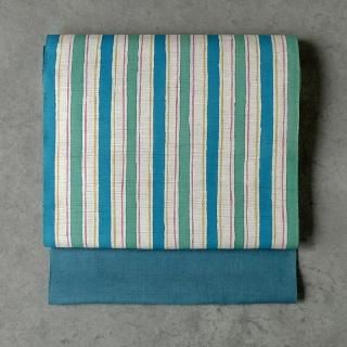 【豪華極美品】夏帯 京都老舗銘店「に志田」豪華総刺繍 白地「菖蒲 藤 葵 萩」 豪華極美品】夏帯 京都老舗銘店「に志田」豪華総刺繍 白地「菖蒲