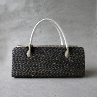 maki textile studio（インド手織り布）　利休バッグ　菱　（茶×紺）