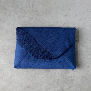 インド　刺繍　数寄屋袋　blue