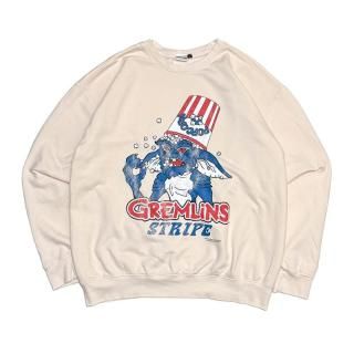 GREMLINS STRIPE-Lightweight Crew Sweat- (White)/GREMLINS