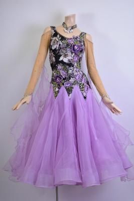 Yn薄紫 花柄スタンダード Mサイズ ドレスショップ シーズ