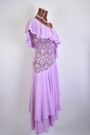 美品　UDANCE フリンジ付き　ラベンダーラテンドレス　ベルト付　M　no1 c-2404-YR1LCM0300_02.jpg