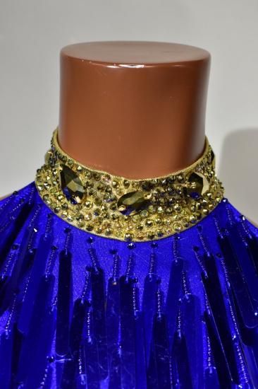 ラテンドレス　ロイヤルブルー❣️総ストレッチ❣️ オーダー 社交ダンスドレス】I DANCE MW 商品番号 2340 A